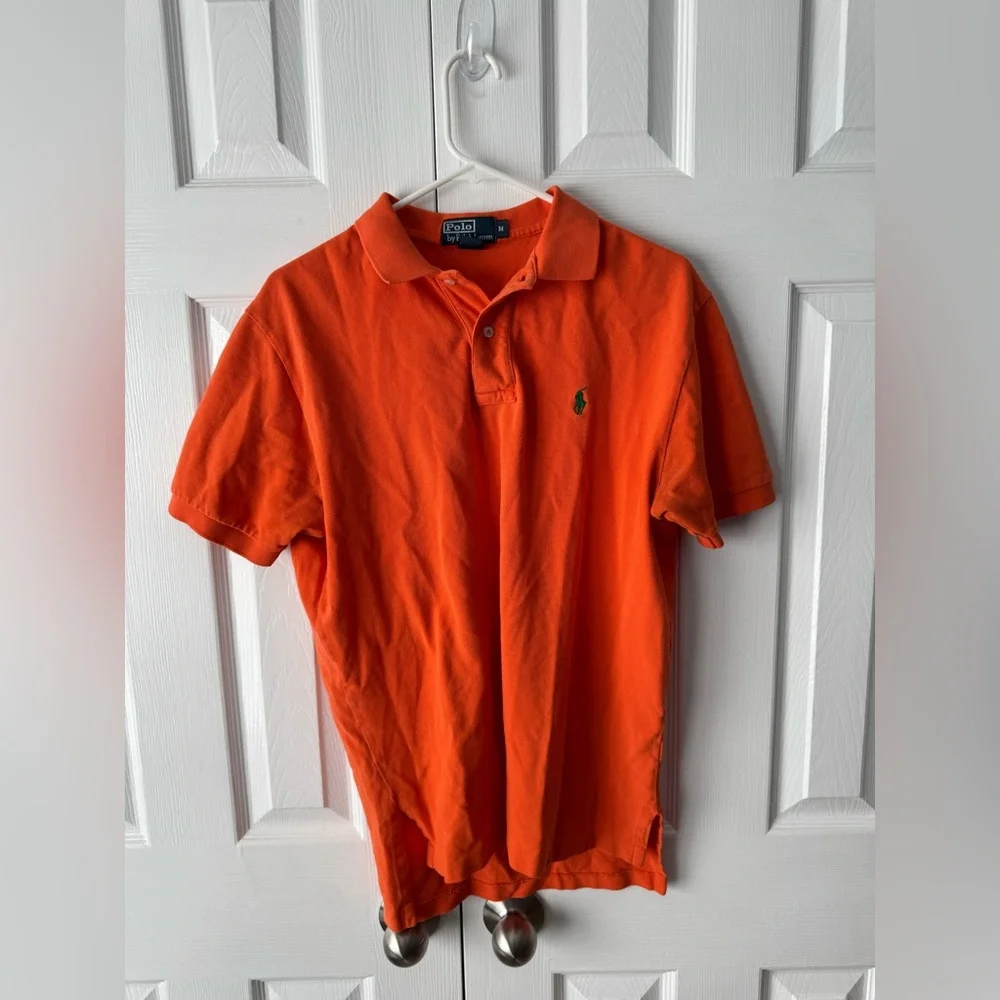 Polo Ralph Lauren Orange Polo Shirt Green Pony Logo Medium Multicolor